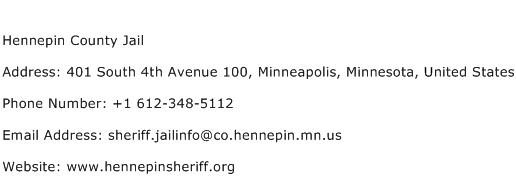 Hennepin County Jail Address Contact Number