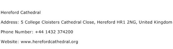 Hereford Cathedral Address Contact Number