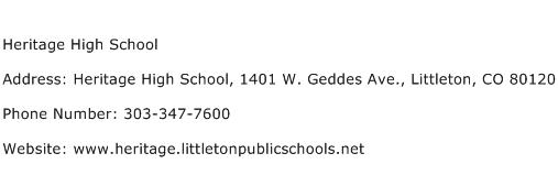 Heritage High School Address Contact Number