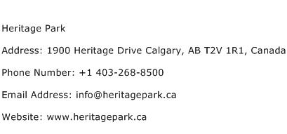Heritage Park Address Contact Number