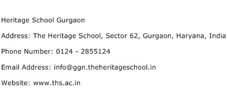 Heritage School Gurgaon Address Contact Number