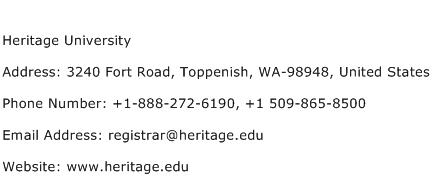 Heritage University Address Contact Number