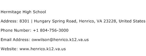 Hermitage High School Address Contact Number