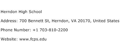 Herndon High School Address Contact Number