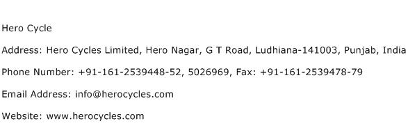 Hero Cycle Address Contact Number