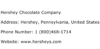 Hershey Chocolate Company Address Contact Number