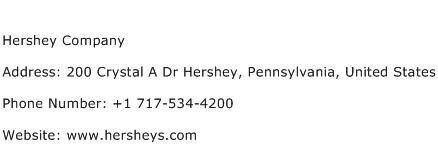 Hershey Company Address Contact Number