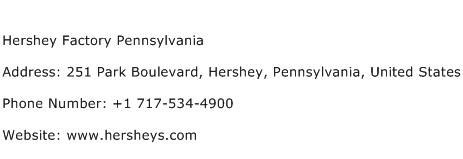 Hershey Factory Pennsylvania Address Contact Number