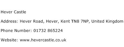 Hever Castle Address Contact Number