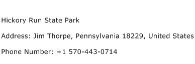 Hickory Run State Park Address Contact Number
