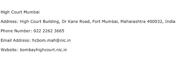 High Court Mumbai Address Contact Number