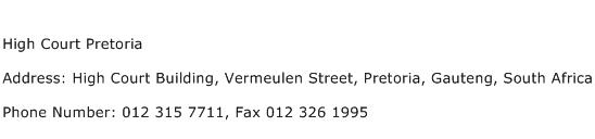 High Court Pretoria Address Contact Number