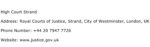 High Court Strand Address Contact Number