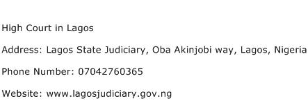 High Court in Lagos Address Contact Number