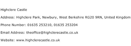 Highclere Castle Address Contact Number
