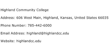 Highland Community College Address Contact Number
