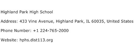 Highland Park High School Address Contact Number