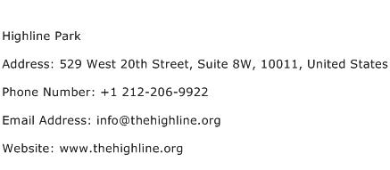 Highline Park Address Contact Number