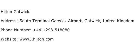 Hilton Gatwick Address Contact Number