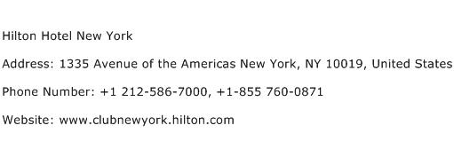Hilton Hotel New York Address Contact Number