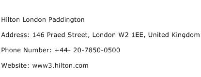 Hilton London Paddington Address Contact Number