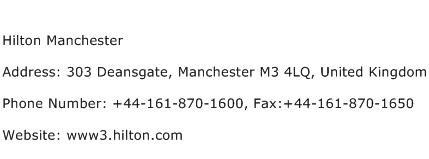 Hilton Manchester Address Contact Number