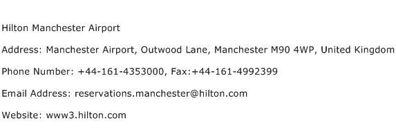Hilton Manchester Airport Address Contact Number