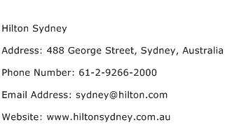Hilton Sydney Address Contact Number