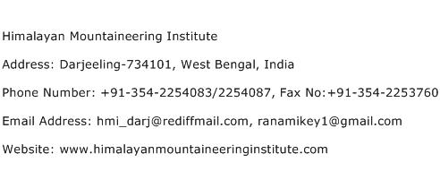Himalayan Mountaineering Institute Address Contact Number