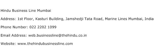 Hindu Business Line Mumbai Address Contact Number