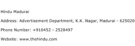 Hindu Madurai Address Contact Number