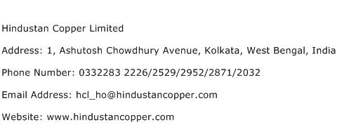 Hindustan Copper Limited Address Contact Number