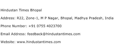 Hindustan Times Bhopal Address Contact Number