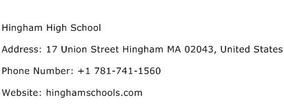 Hingham High School Address Contact Number