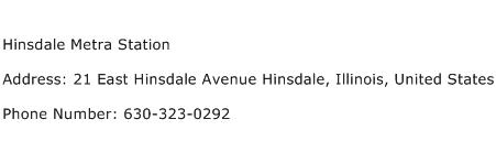 Hinsdale Metra Station Address Contact Number