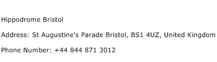 Hippodrome Bristol Address Contact Number