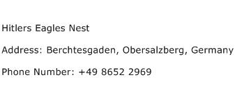 Hitlers Eagles Nest Address Contact Number