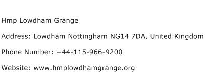 Hmp Lowdham Grange Address Contact Number