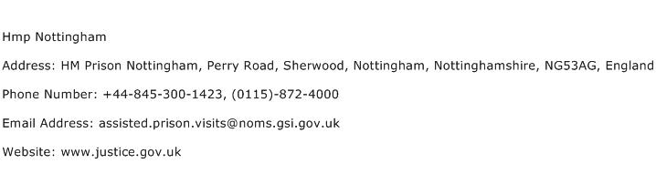 Hmp Nottingham Address Contact Number