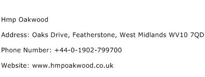 Hmp Oakwood Address Contact Number