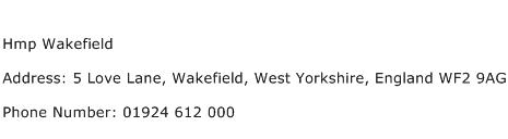 Hmp Wakefield Address Contact Number