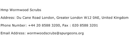 Hmp Wormwood Scrubs Address Contact Number