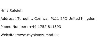 Hms Raleigh Address Contact Number