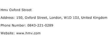 Hmv Oxford Street Address Contact Number