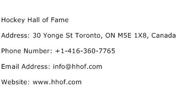 Hockey Hall of Fame Address Contact Number