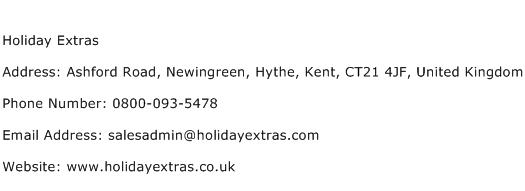 Holiday Extras Address Contact Number