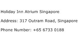 Holiday Inn Atrium Singapore Address Contact Number