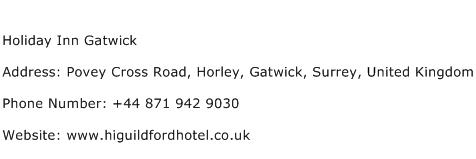 Holiday Inn Gatwick Address Contact Number