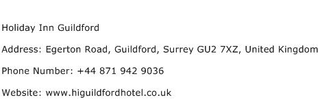Holiday Inn Guildford Address Contact Number