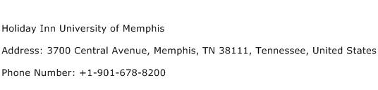 Holiday Inn University of Memphis Address Contact Number